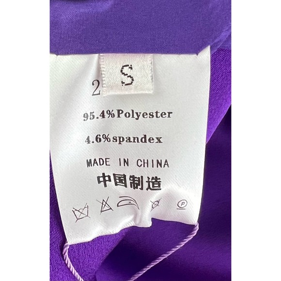 Women's Size Small NWT Kevin & Zhen Ruffle Dress Black & Purple Knee Length - Picture 7 of 7